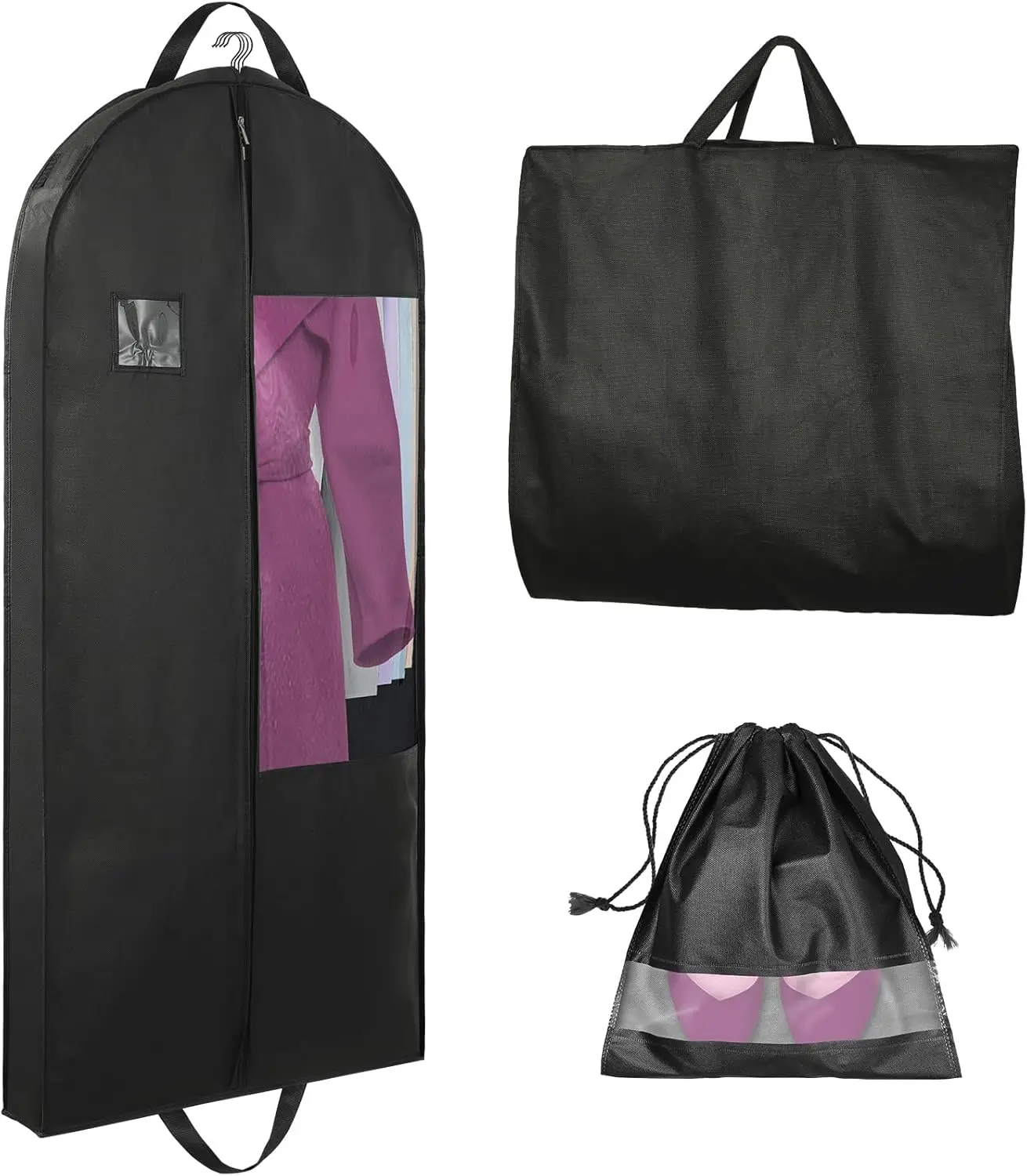 

Heavy Duty Garment Bags for Travel & Storage, 4" Gusset, Black 50" Double Zipper