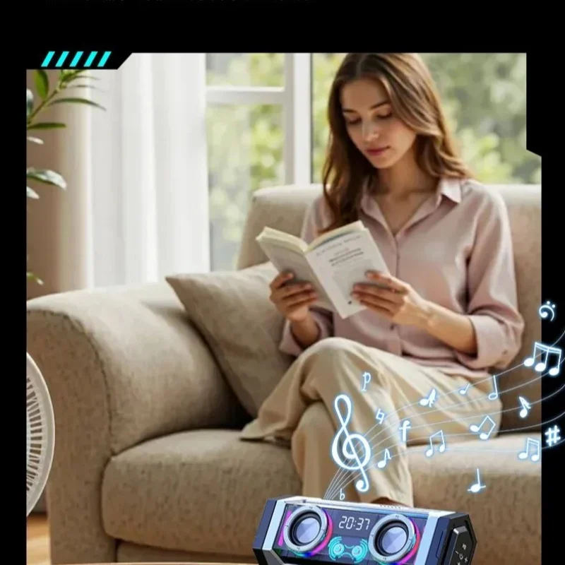 New Electric party mechanical speaker Bluetooth 5.3 wireless dual bass diaphragm subwoofer TWS interconnected RGB ambient light