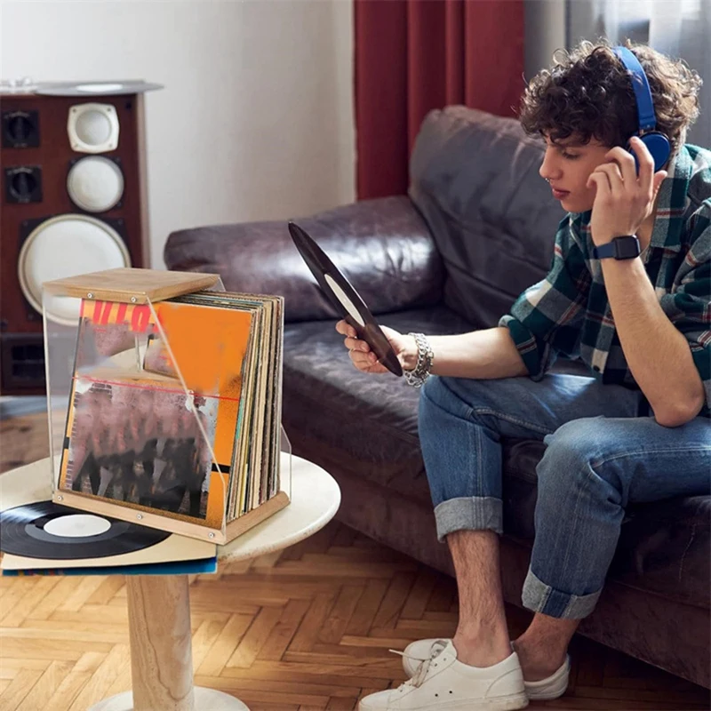 Держатель для хранения пластинок, стеллаж для выставки товаров из цельного дерева, вмещает 40+ альбомов, настольный органайзер, подставка для книг, файлов Magzines