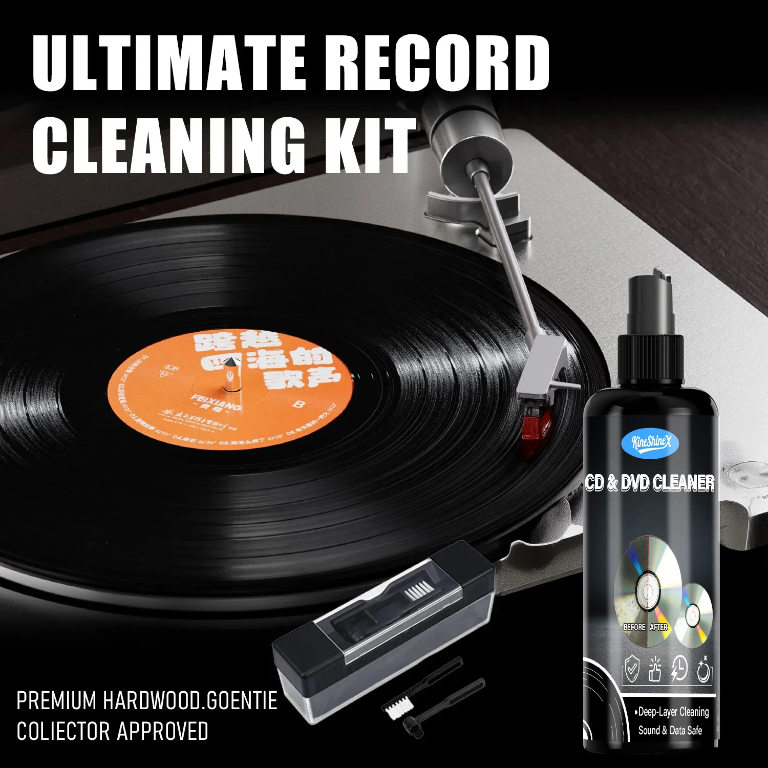 Vinyl Record Cleaning Liqui Spray Dust-proof Anti-static Cleaner Records Cleaning Solution 100ml Washer Liquid Spray with Towel