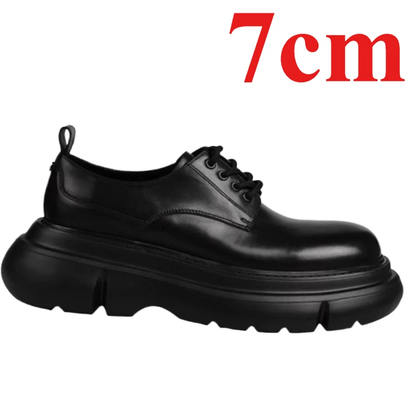 

Can Tread Water Derby Shoes for Men's Height Increasing Shoes 7cm Platform Genuine Leather Breathable Comfortable Casual Shoes