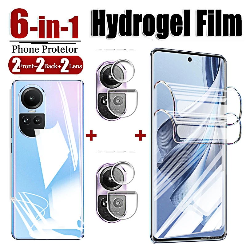 Front Back Hydrogel Film on For Oppo Reno 10 5G Screen Protector Camera Lens Tempered Glass Cover Reno10 Pro 10Pro Reno10pro