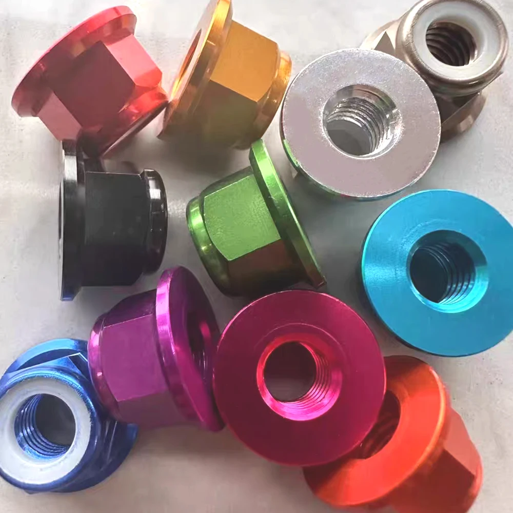 Анодированный красочный фланец из алюминиевого сплава, нейлоновая вставка, стопорная гайка M2 M2.5 M3 M4 M5 M6 M8, самоконтрящаяся гайка для RC FPV Racing Drone