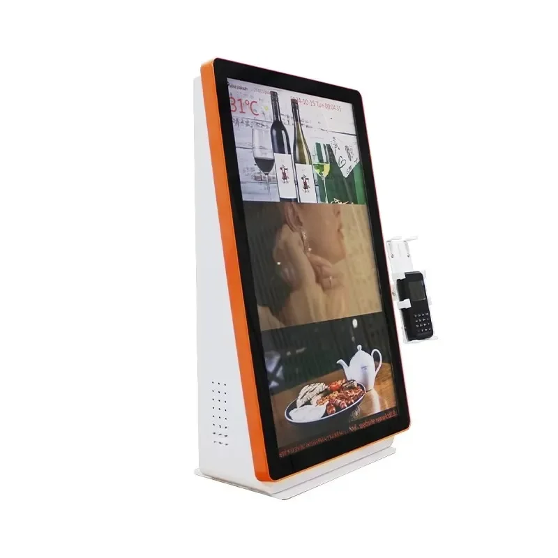 Quick Service Restaurant Self Order Kiosk 21.5 Inch Touch Screen Payment Terminal with Install Space for POS Machine