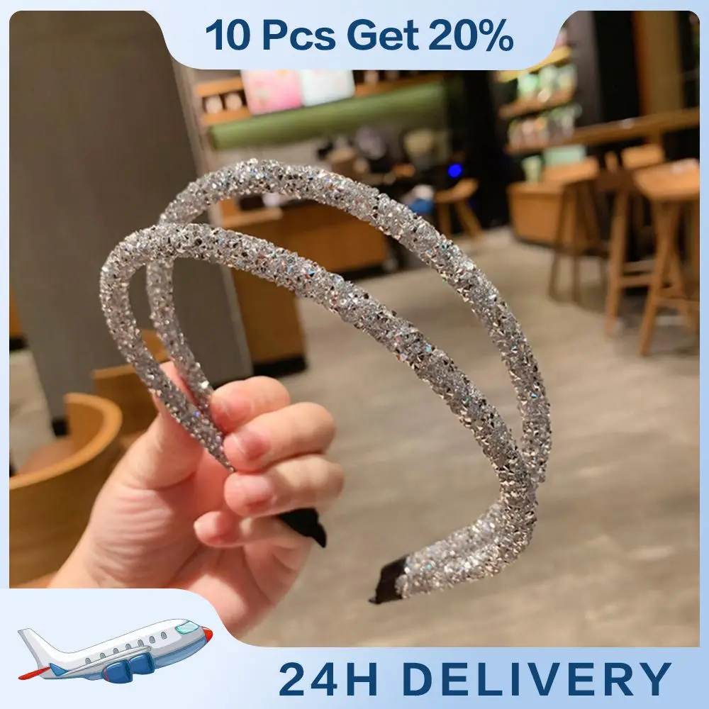 Rhinestone Pearls Hair Hoop For Girls Beaded Head Bezel Hairband Thin Alloy Headband Headwear Women Hair Accessories