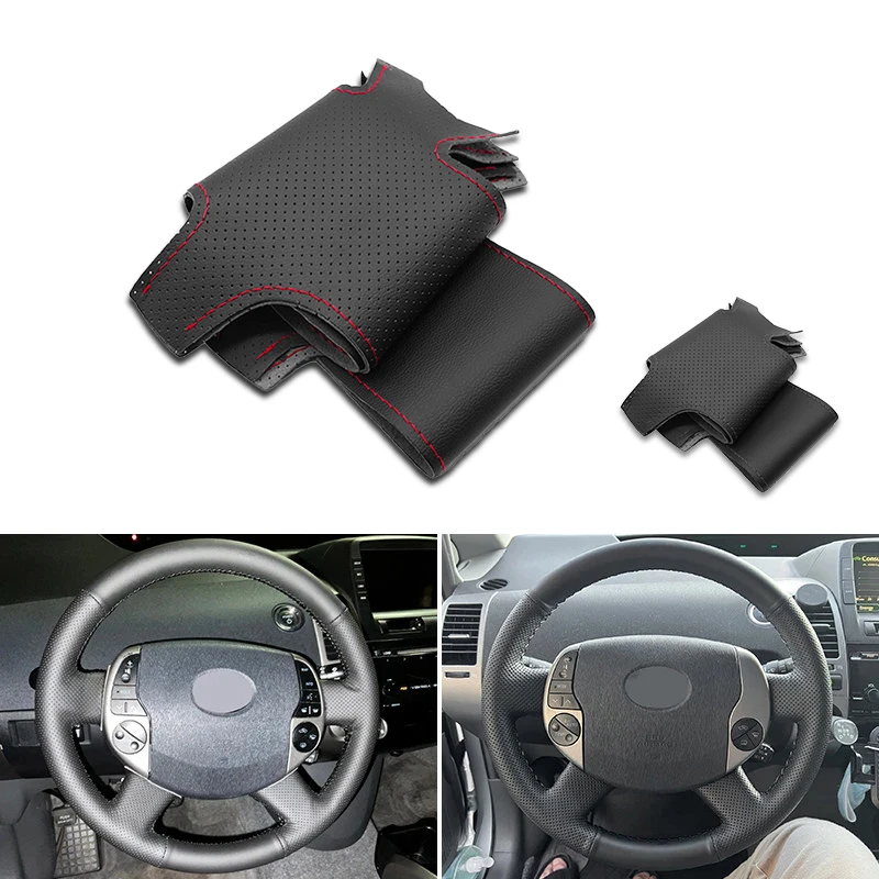 

Hand-stitched Car-styling Steering Wheel Perforated Leather Cover Trim For Toyota Prius 20 XW20 2004 2005 2006 2007 2008 2009