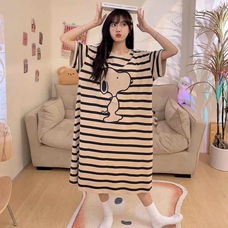 Snoopy kawaii cute pajamas for women summer long short-sleeved pajamas loose and comfortable to go out home wear birthday gift