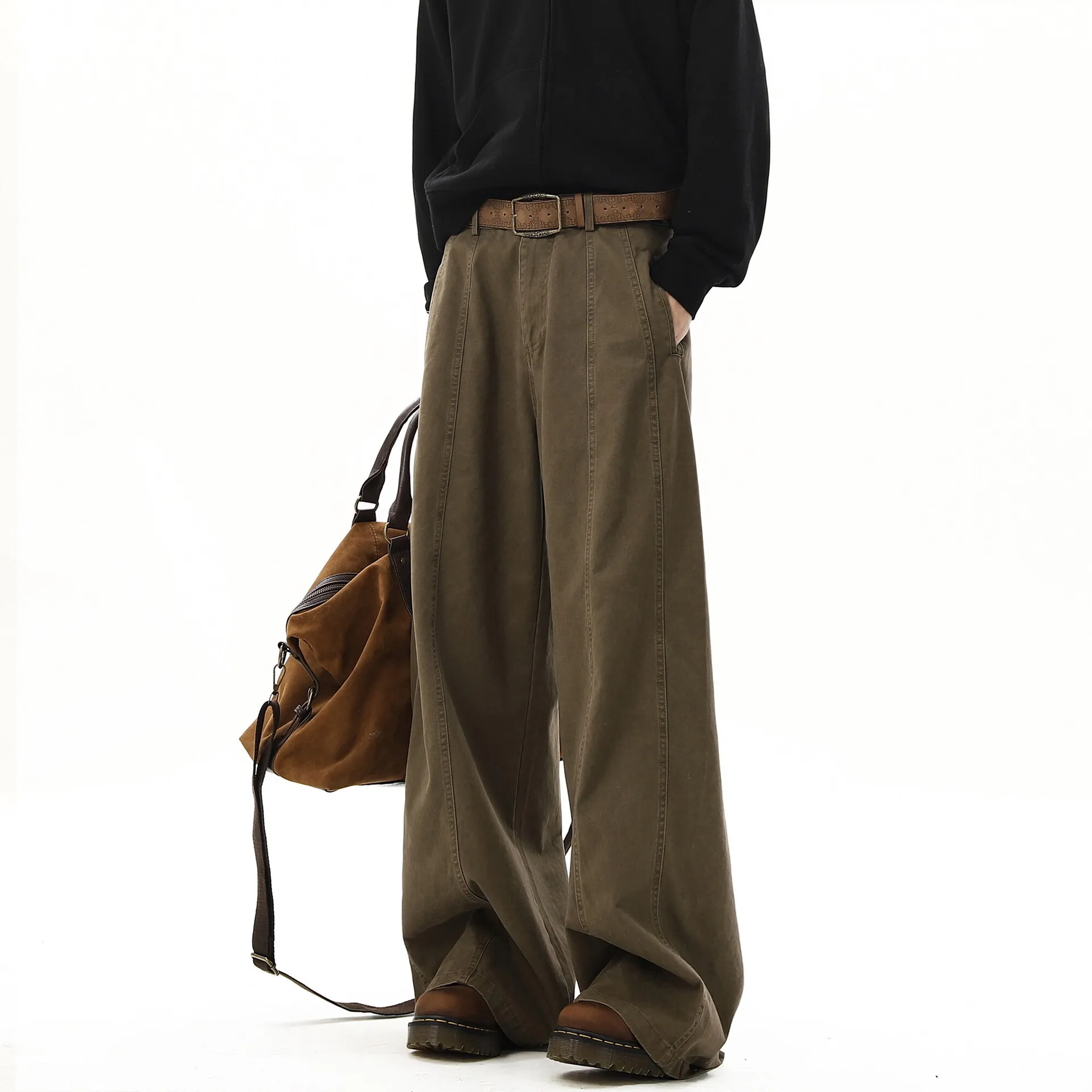

Men's Sweatpants American Vintage Wide-leg Work Pants Loose Straight Trousers Casual Japanese Unisex Jeans