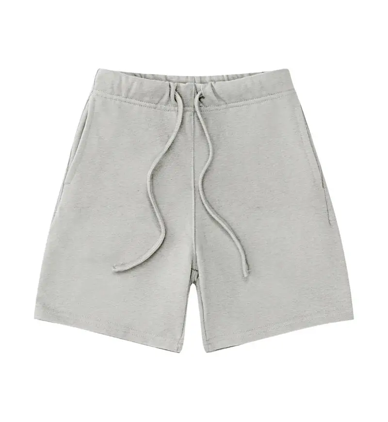 Celana Pendek Olahraga Musim Panas Pria Katun Tebal Celana Fitness Longgar Pinggang Sedang Celana Pantai Pendek 38gsm Celana Lari Kasual dengan Saku