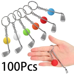 100 pezzi portachiavi mini racchetta da golf palla ciondolo portachiavi portachiavi creativo ciondolo in metallo portachiavi da tennis mazze sportive regalo