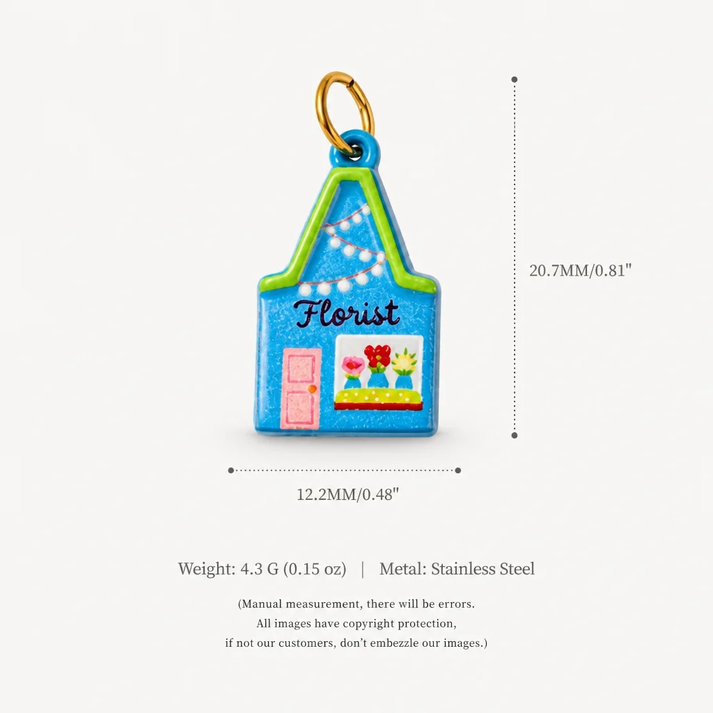 316 Edelstahl Wasserdicht Farbbeständig Niedliche Neue Bunte Haus-DIY-Anhänger für Schmuck – Detail 4