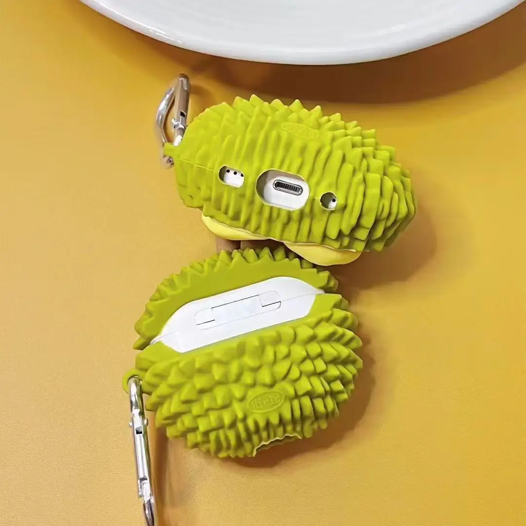 Creative 3D Cartoon Thailand Durian Earphone Case For Airpods Pro 2 Silicone Protective Cover With Hook For Airpods 4 3 2 1 Gen