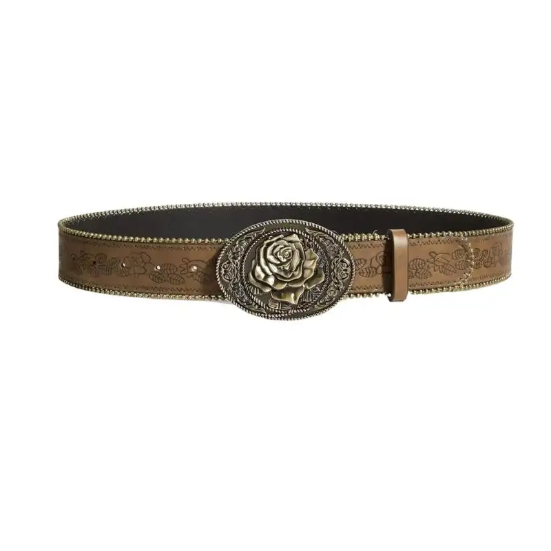 31BB Embossed Faux Leather Belt for Casual Outings and Party Looks