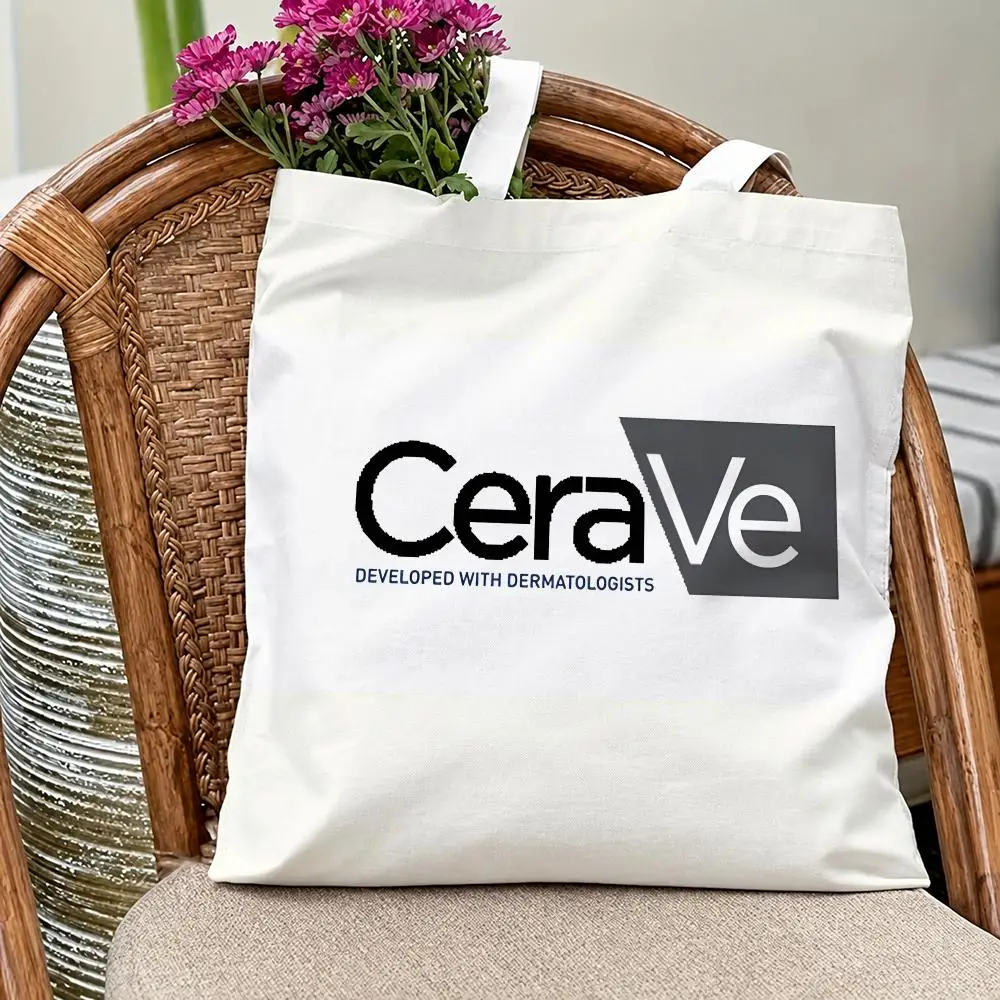 Popular Brand CeraVe Storage Bags Eco Canvas Tote Odorless Reusable Double Print Shopping Bag