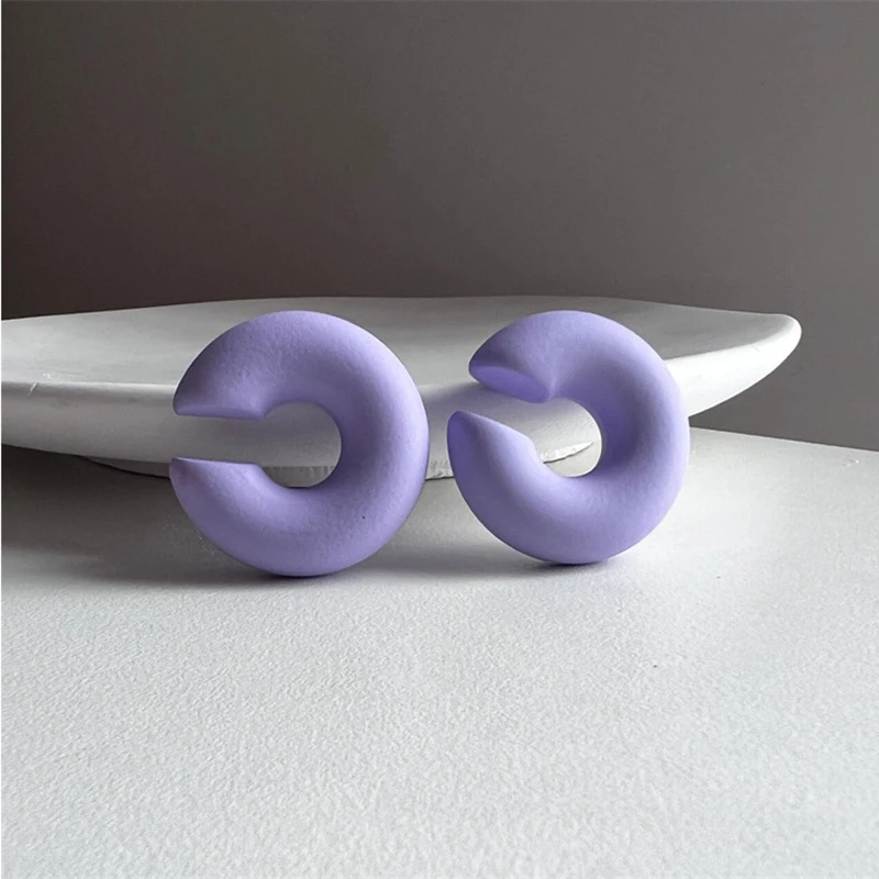 1 Paar Bonbon farbe runde Acryl Ohrclip Ohrringe für Frauen Mode einfache einfarbige Manschette C-förmigen Ohrring weiblichen Schmuck – Detail 18