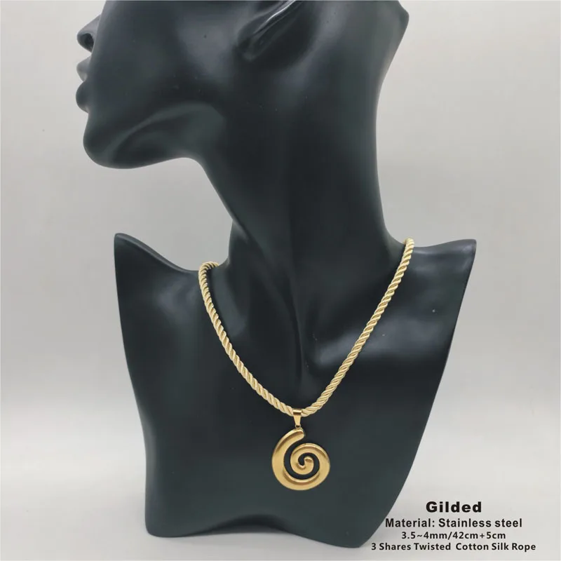 Ultimate Cool Men And Women Stainless Steel Spiral Spiral Pendant Necklace Summer Punk Thick Chain Jewelry Accessories ﻿