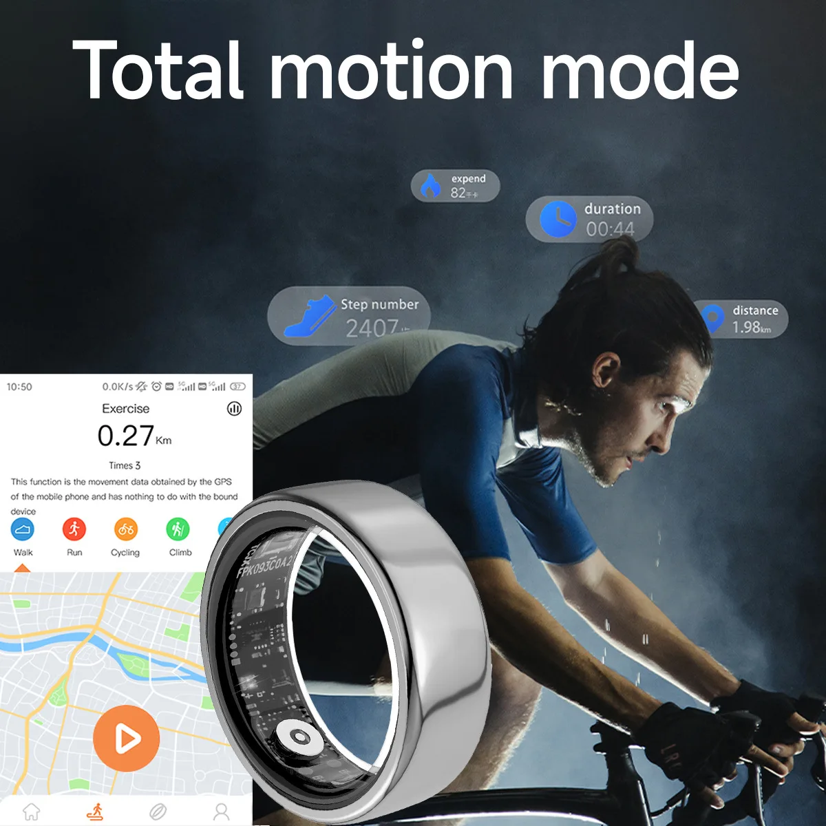 New Smart Ring, Heart Rate, Blood Oxygen, Sleep Monitoring Ring, IP68 Waterproof Photo Transport Dynamic and Multi-Functional