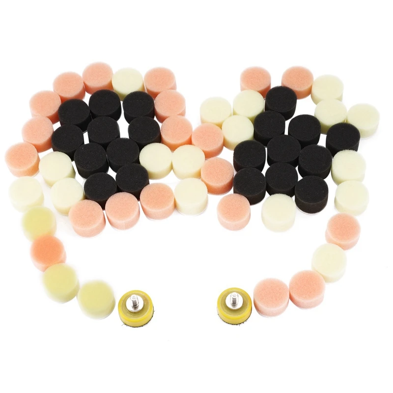 AC88 62 Pcs 1 Inch 25mm Polishing Pad Kit for Car Polishing, Multipurpose Sponge Buffing Pad with Backer Plate