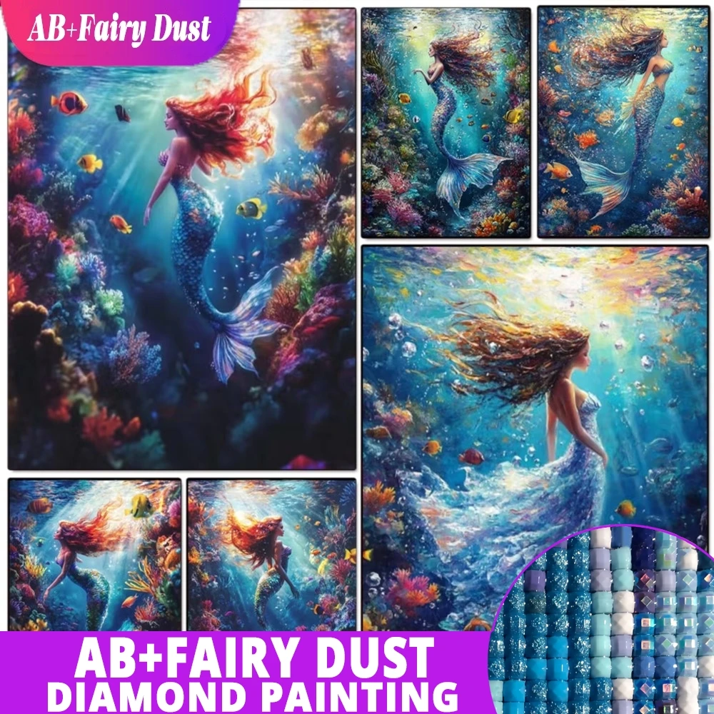 

AB Фея Пыль Полный Квадрат 5D DIY Мультфильм Набор Алмазная Картина Русалка Крест Ручной Работы Алмазная Мозаика Художественный Подарок