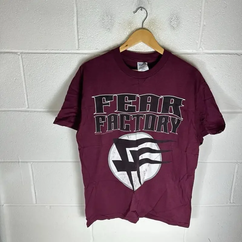 Vintage Fear Factory T Shirt Mens Large Red 2000 Metal Band Hardcore M O Knits Y2K