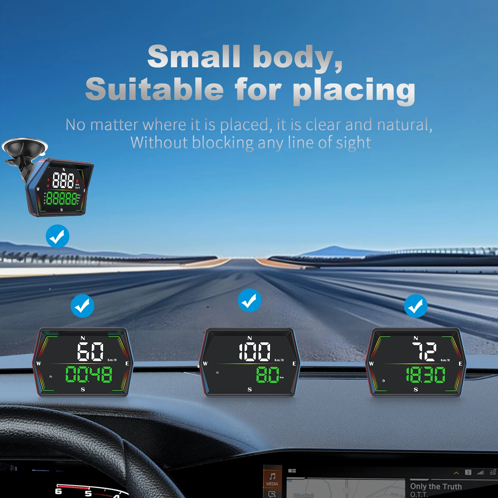AD G21/G20 HUD Head Up Display Tachimetro GPS digitale per auto KMH MPH Bussola di altitudine e allarme di velocità eccessiva Promemoria di fatica di guida