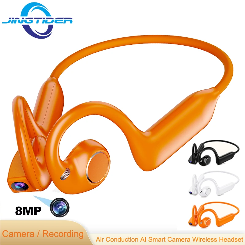 E900 Open Ear Bluetooth Headphones 8MP Camera Video Recording AI Translation Sports Wireless Headset Dual Mic HIFI Vlog Travel