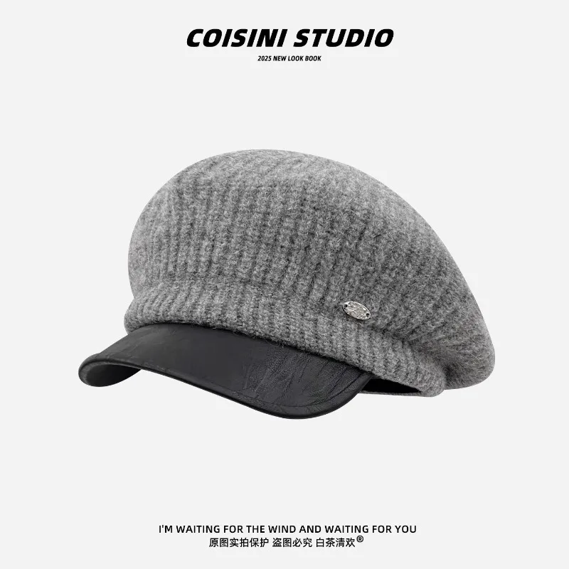 

Японские ретро литературные вязаные береты для женщин, осенние и зимние теплые универсальные шапки для путешествий, маленькие шапки художника