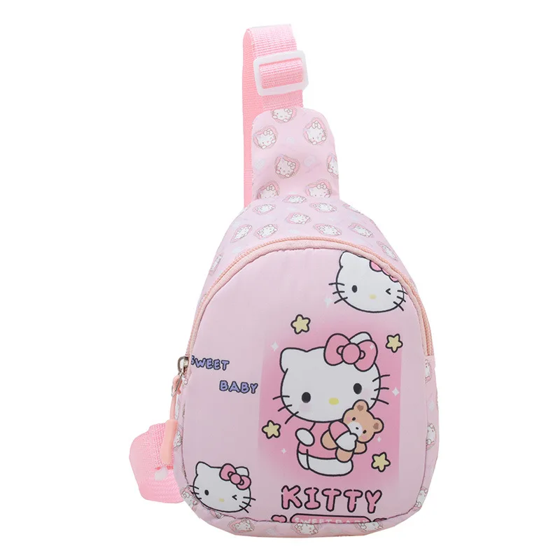 Mochila Hello Kitty para meninos e meninas, bonito saco de peito infantil, nova mochila de corpo cruzado, Ins moda, primavera e verão, 2022