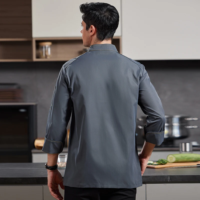Kurtka kucharska z długim rękawem męska damska do restauracji kuchni odzież robocza dla kelnerów catering piekarnictwo