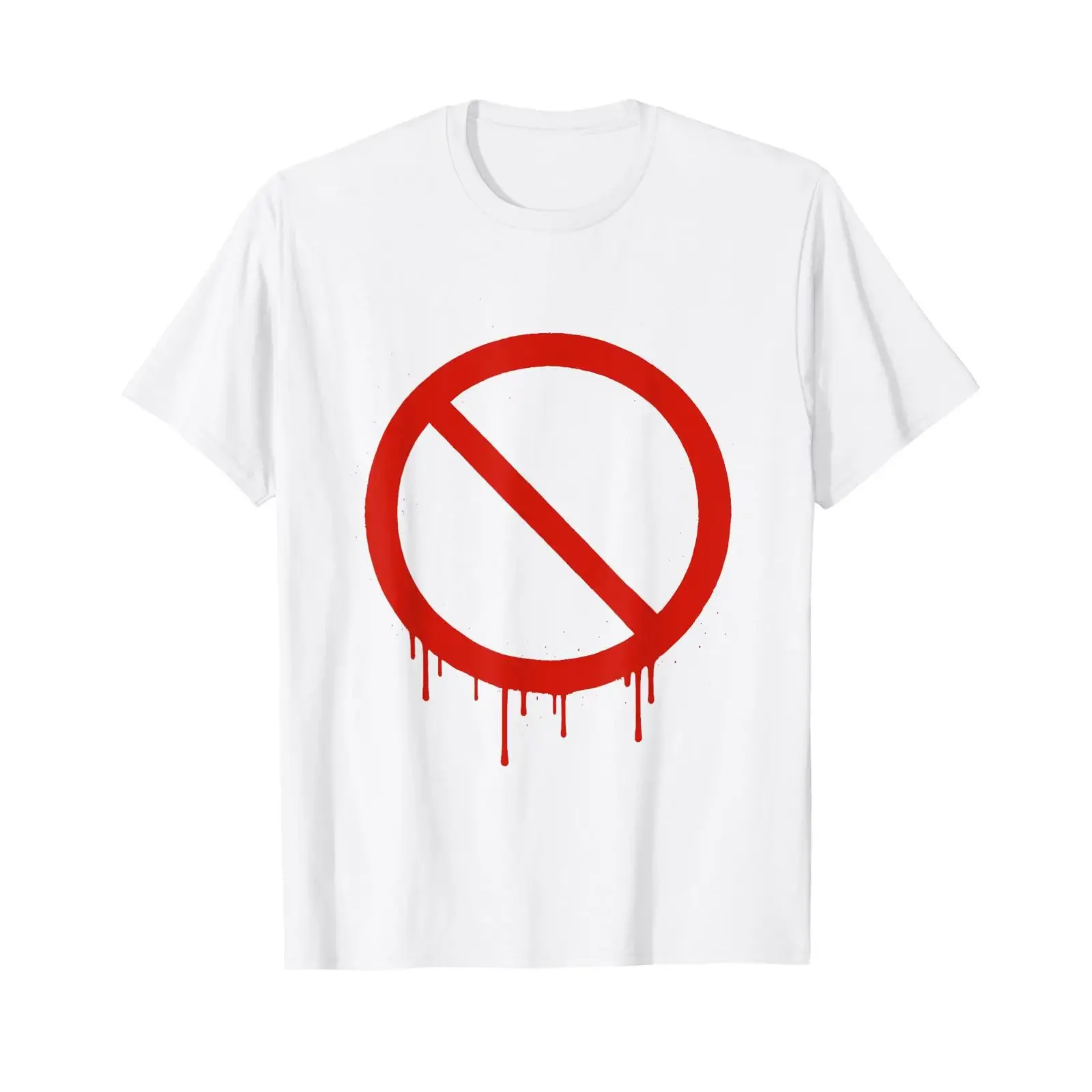 Dripping No Symbol Prohibition Sign Urban T Shirt vintage Washed graphic homme fashion Casual streetwear Comfortable
