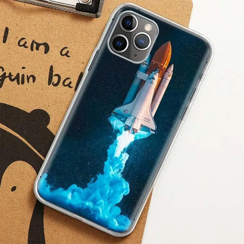 Space Shuttle Navigation Case for iPhone 12 13 Mini 14 Plus 15 16 Pro Max 11 X XS Max Clear TPU Protective Phone Cover