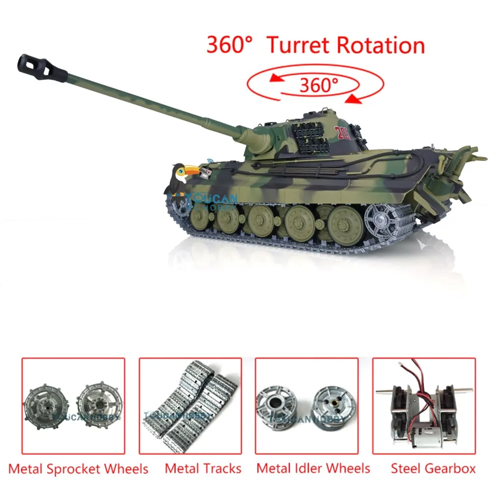 سوبر ديل Henglong 1/16 7.0 ترقية الألمانية الملك النمر RTR دبابة مع جهاز للتحكم عن بُعد 3888A ث/360 ° برج #6