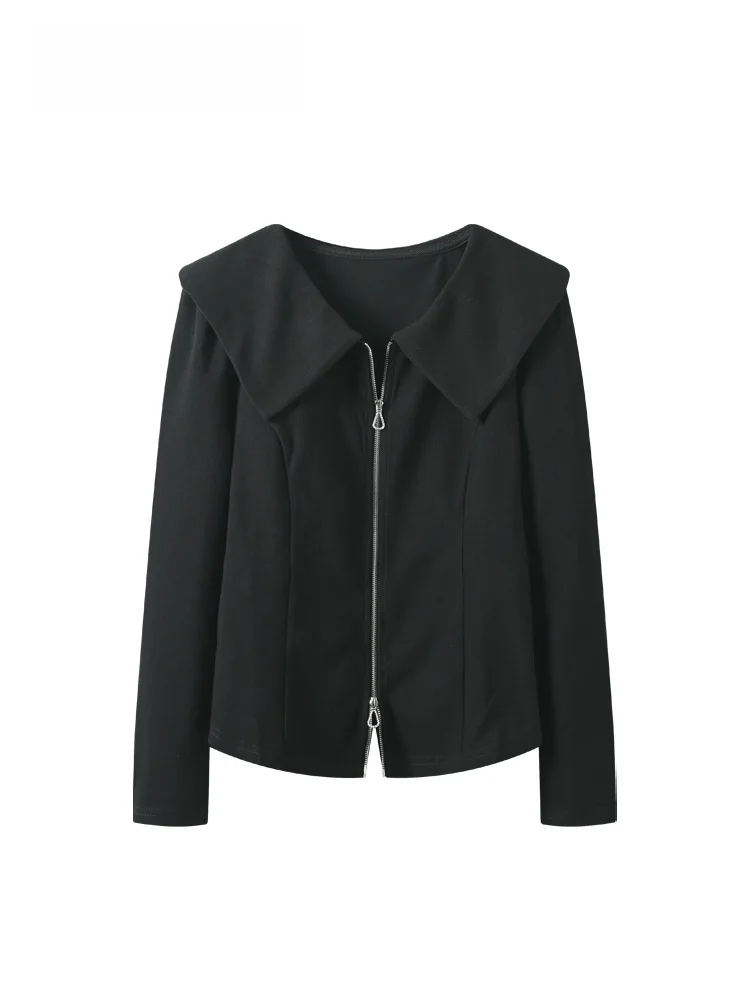 

Женский кардиган CaraCLUB больших размеров с длинными рукавами и темно-синим воротником, повседневный универсальный топ для полных женщин, весенняя коллекция