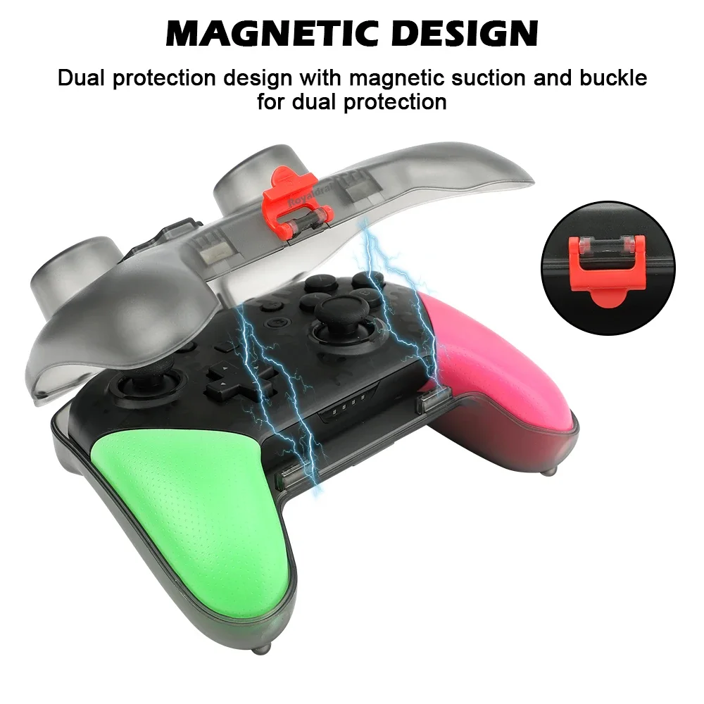 NEW Transparent Clear Crystal Case Controller Protective Cover Handle Shell with charging port For Switch Pro Controller