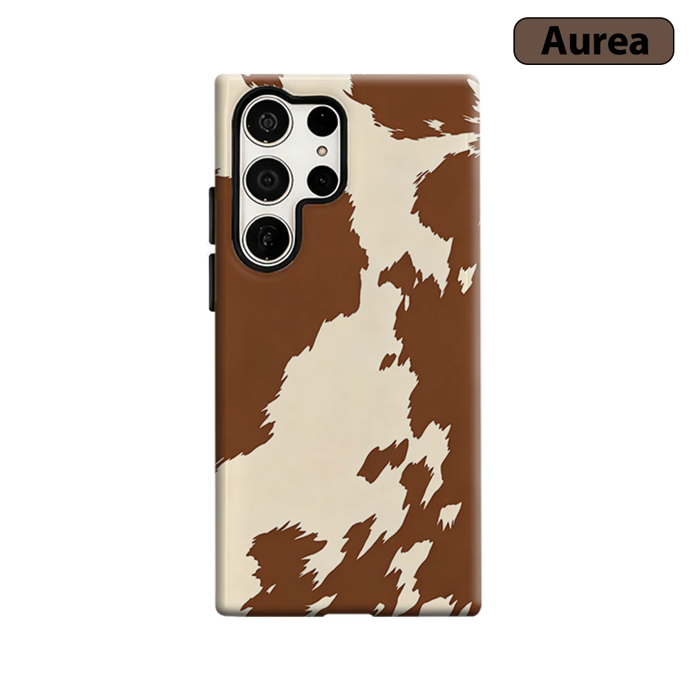 Cowhide Fur Texture Phone Case for Samsung Galaxy S26 S25 Ultra S24 S23 Ultra Plus Shockproof Double layer tough Back Cover