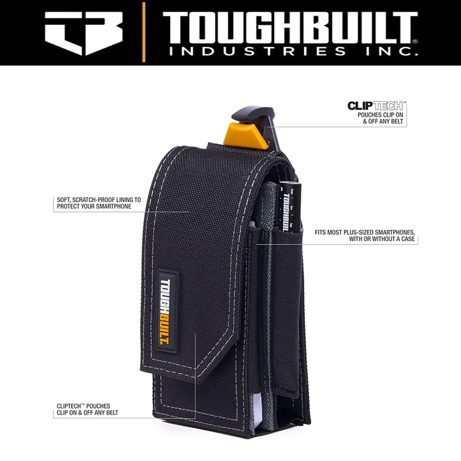 Bolsa de teléfono inteligente TB-CT-33P Toughbuilt con bolsillos para portátiles y lápices, Compatible con la mayoría de cinturones de herramientas,