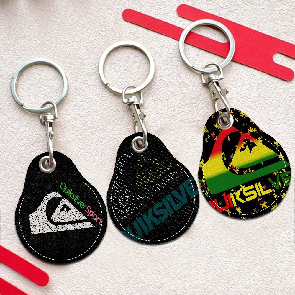 Q-QuiksilverS PU Leather Card Holder Keychain Key Ring Door Access Tags Case Keychain Access Card Bag Key Tag Ring