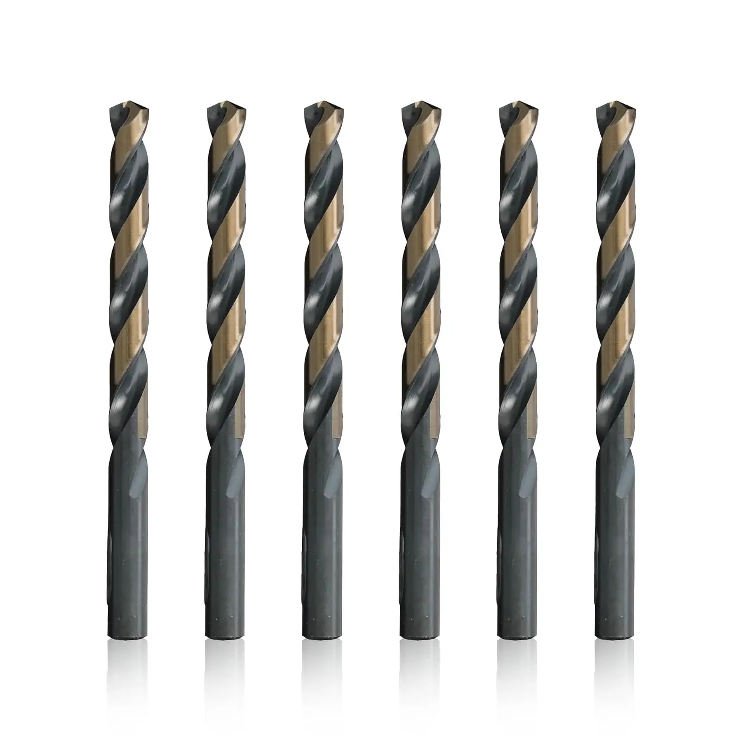 

27/64" High Speed Steel Black & Gold Split Point Drill Bit Set of 6, KFD Series for Precision Drilling