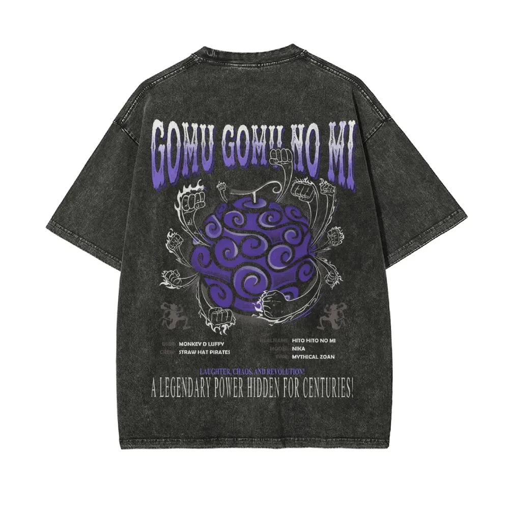 

Лето 2026, новинка ONE PIECE Devil Fruit Printing, старая футболка в стиле ретро, повседневные спортивные повседневные мужские и женские топы с короткими рукавами