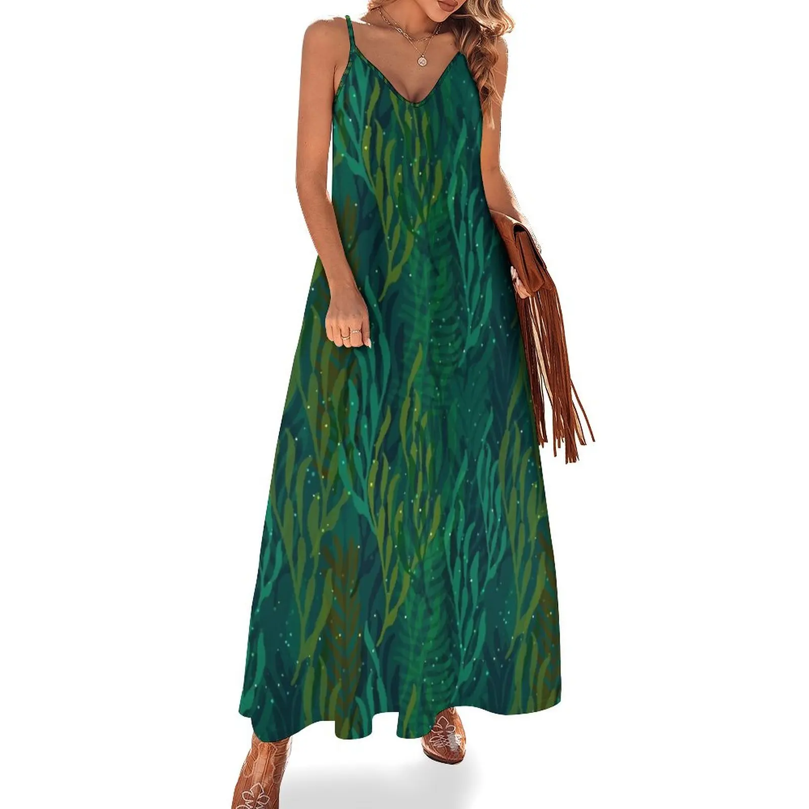 Underwater Emerald Forest Sleeveless Long Dress elegant dress women's summer dress 2025 dresses for women 2025