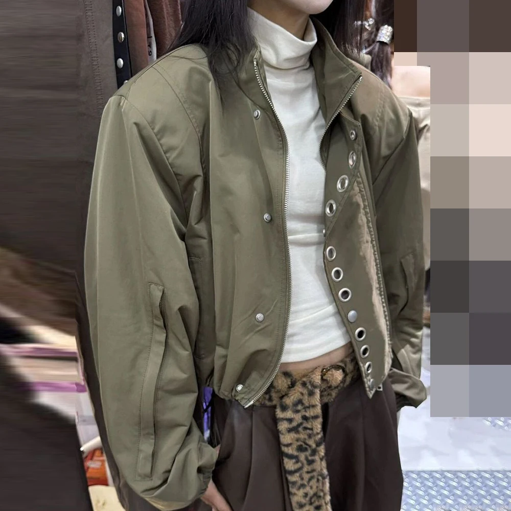 European 2026 Autumn Niche Metal Buckle Rivet Punk Style Foreign Style Small Man  Jacket  Retro Short