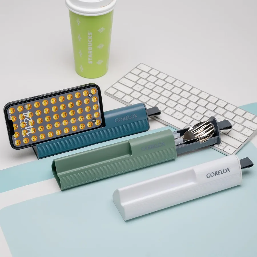 مجموعة أدوات السفر 4 قطعة من الفولاذ المقاوم للصدأ أدوات المائدة القابلة لإعادة الاستخدام أدوات المائدة المحمولة الفضيات صندوق Luh للتخييم والمكتب ملعقة شوكة Ilude K #2