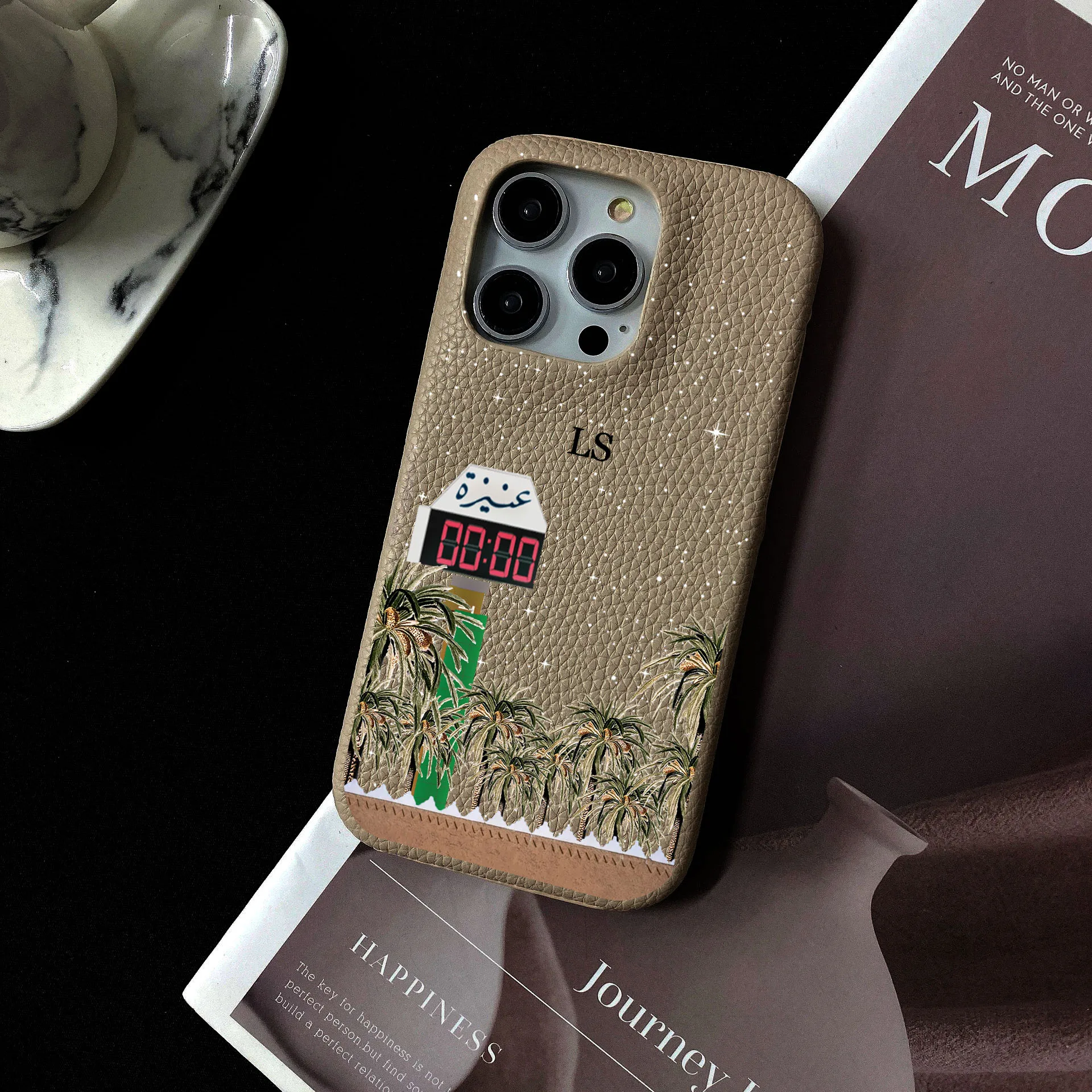 Personalised Inevitable Initial Kafr Letters Name Leather Case for iPhone 11 12 14 13 15 Pro Max Mini 16 Plus Luxury Hard Covers
