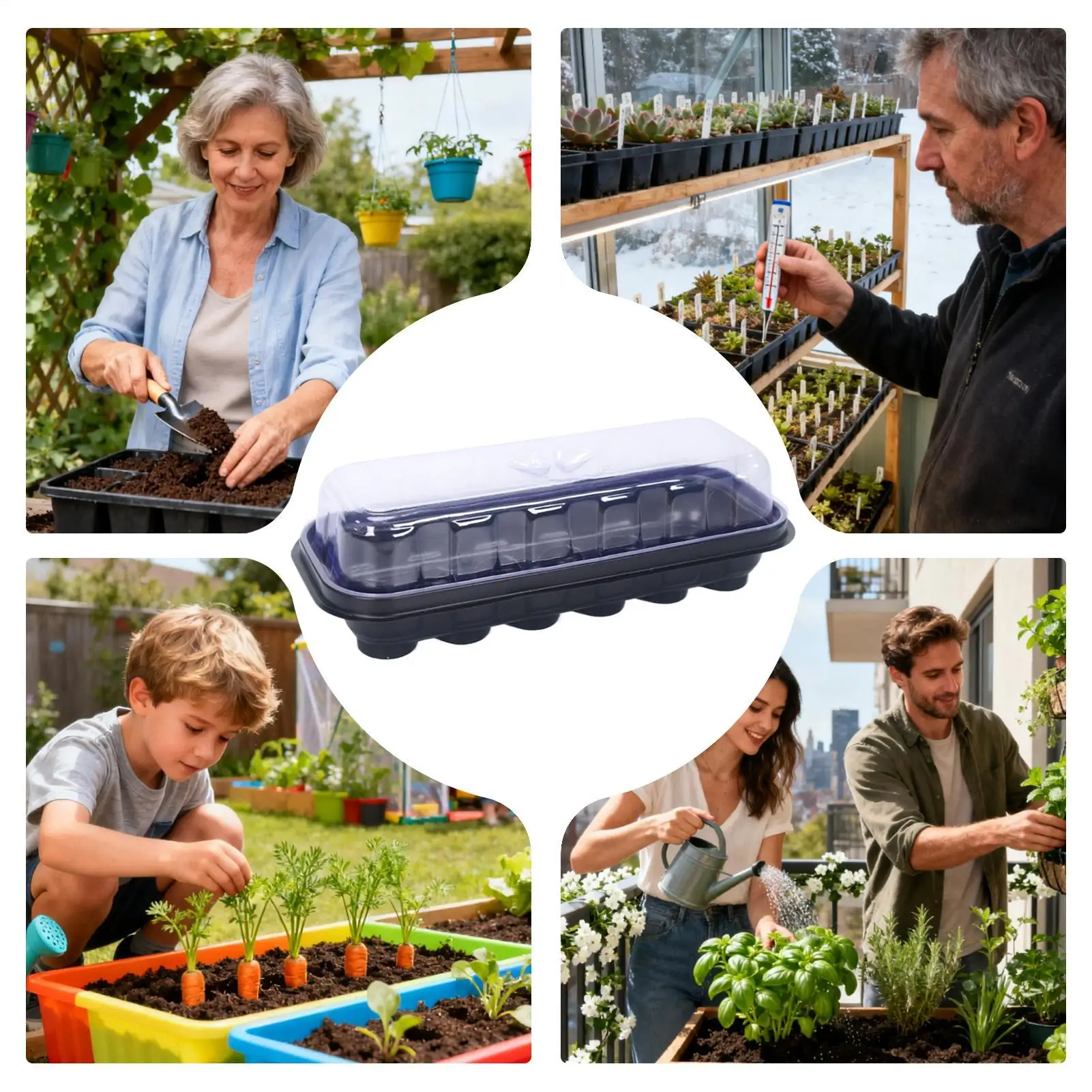 

Seedling Tray 12-Cell Clear Propagator Reusable Indoor Flower Seedling Starter Trays For Cloning Propagation Greenhouse Garden