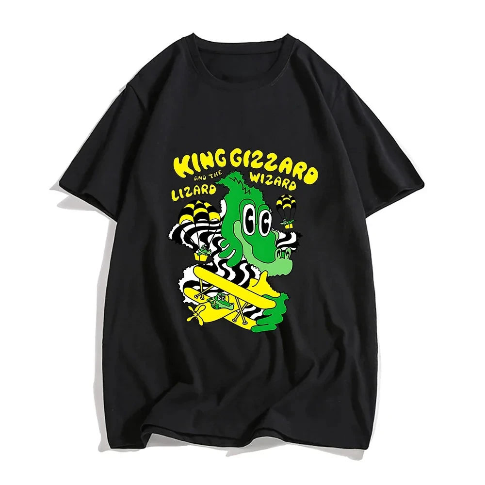Camisetas King Gizzard The Lizard Wizard para mujer, camisetas de cocodrilo de paracaídas, camisetas con foto, estampado de Anime, moda de dibujos animados Harajuku