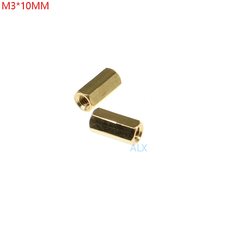 

50PCS M3*10MM Hex head Hollow Threaded Copper Pillar M3 10MM Height double pass Hexagonal brass pillar M3*10 M3X10MM for pcb