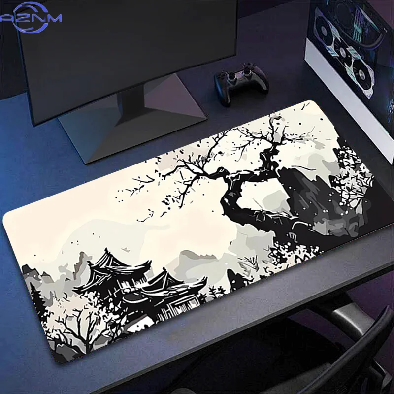 Mouse Pad Plum Blossom Ink Wash XL Lockedge Large Gaming Accessories Computer Gamer Keyboard Mouse Mat Desk Mousepad For Csgo