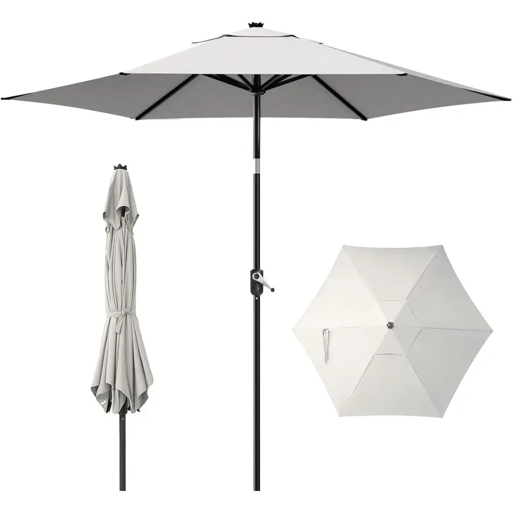 

9-Foot Push Button Tilt Patio Umbrella - Polyester UV-Resistant Outdoor Umbrella with Windproof Edge Control for Patio, Pool, Ga