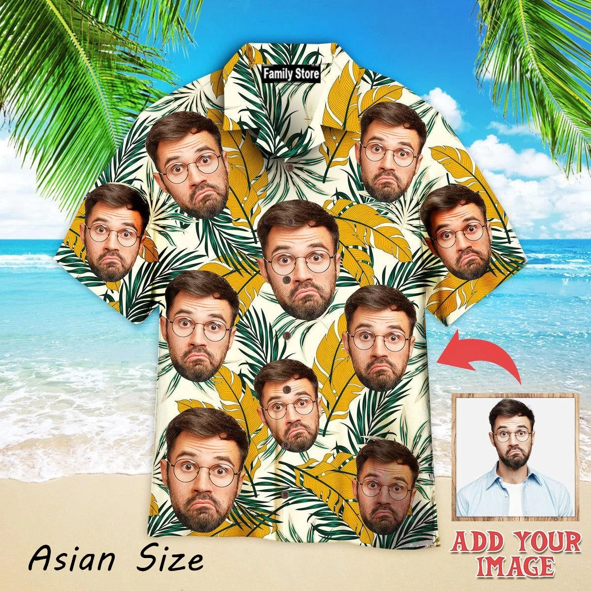 

Забавная рубашка с принтом тропических растений и фотографией на заказ в гавайском стиле для парня/девушки, дизайнерская рубашка с коротким рукавом для пар