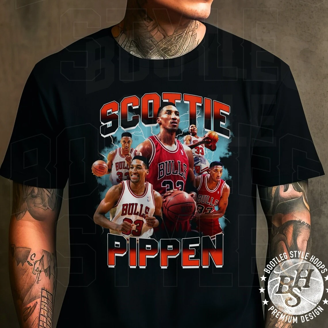 Scottie Pippen Shirt for Men Women Vintage Basketball Shirt Bootleg T-Shirt Classic 90s Graphic Tee Gift for Chicago Basketball